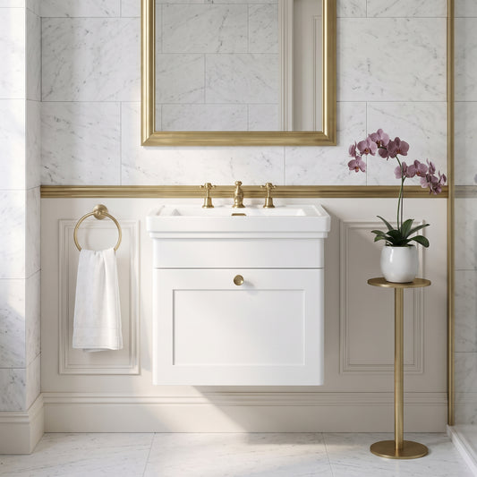 Fairford Laurel 500mm Wall Hung Satin White Vanity Unit - 3 Tap Hole