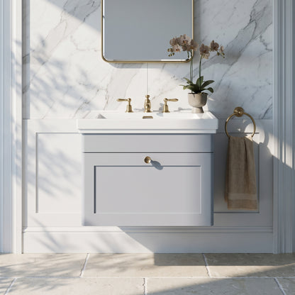 Fairford Laurel 600mm Wall Hung Satin Grey Vanity Unit - 3 Tap Hole