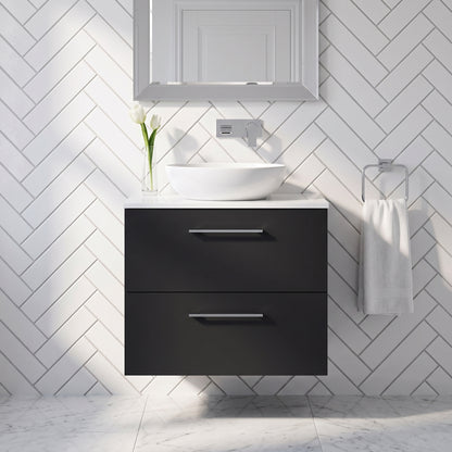 Fairford Aspri Soft Black 600mm 2 Drawer Wall Hung Vanity Unit