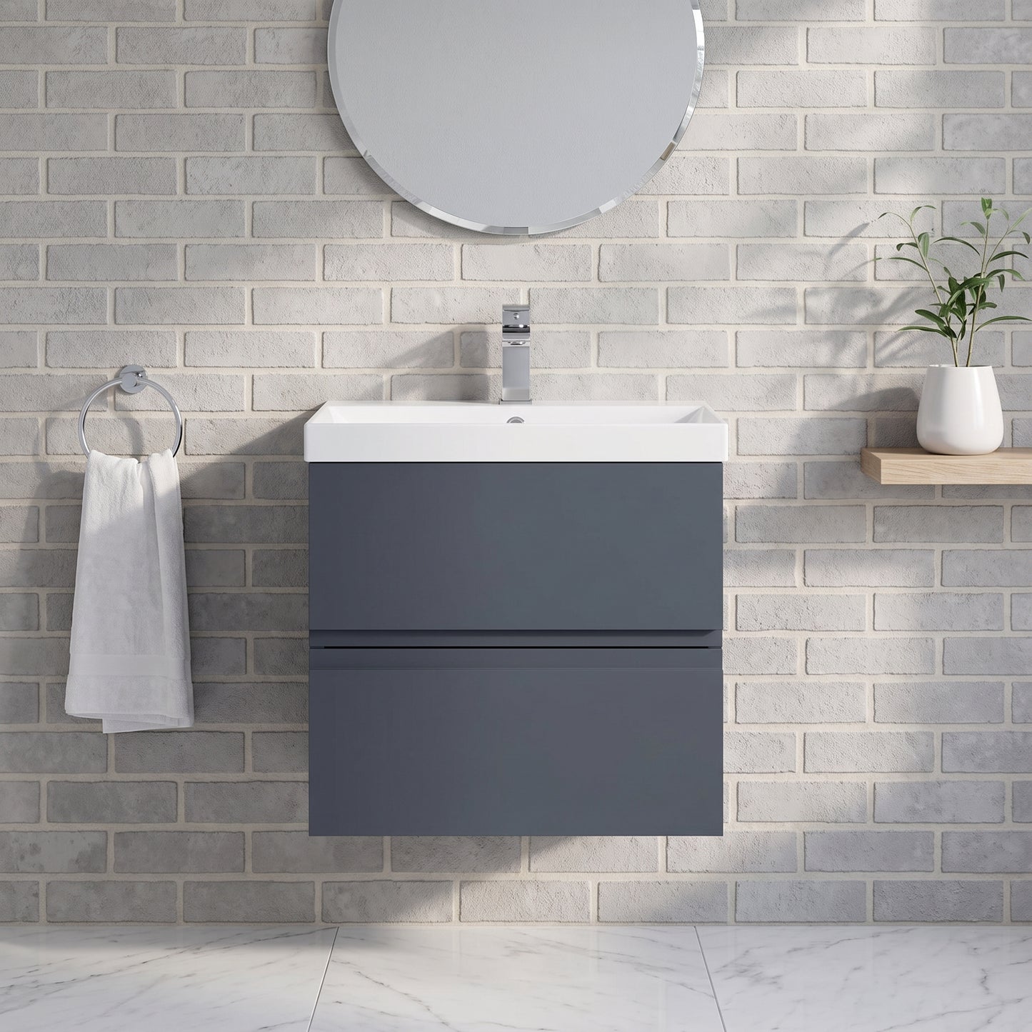 Fairford Finesse 500mm Soft Black Wall Hung 2-Drawer Vanity Unit