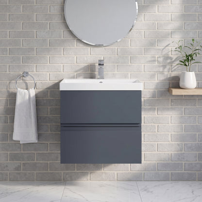 Fairford Finesse 500mm Soft Black Wall Hung 2-Drawer Vanity Unit