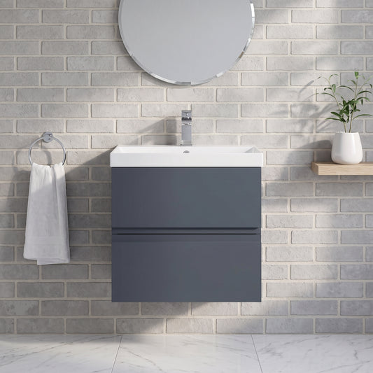 Fairford Finesse 500mm Soft Black Wall Hung 2-Drawer Vanity Unit