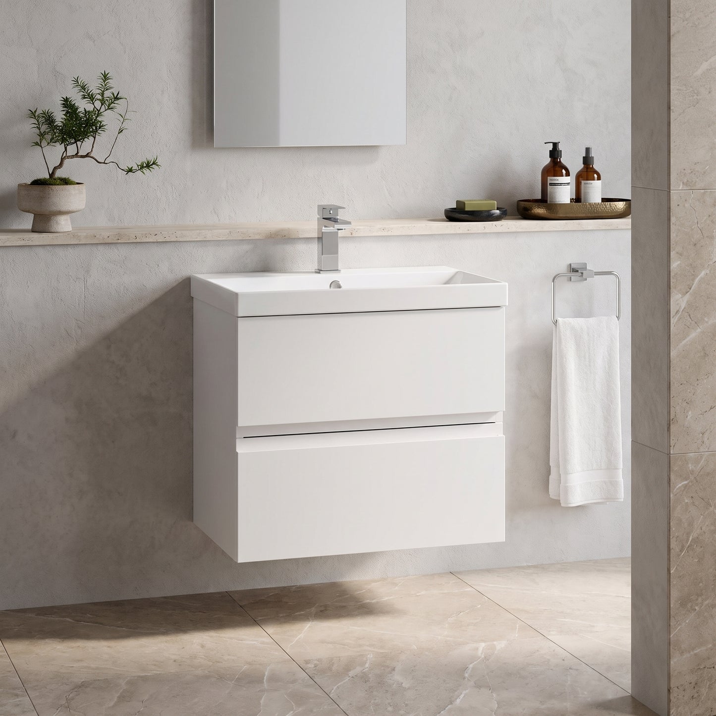 Fairford Finesse 600mm Satin White Wall Hung Vanity Unit