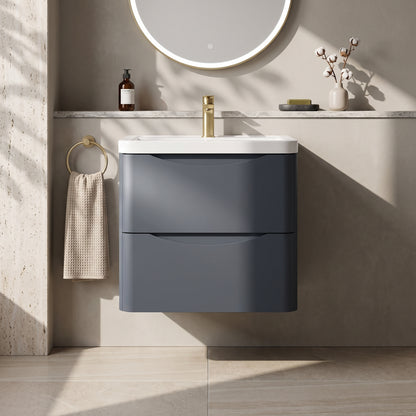 Fairford Eclipse 600mm 2 Drawer Satin Anthracite Wall Hung Vanity Unit
