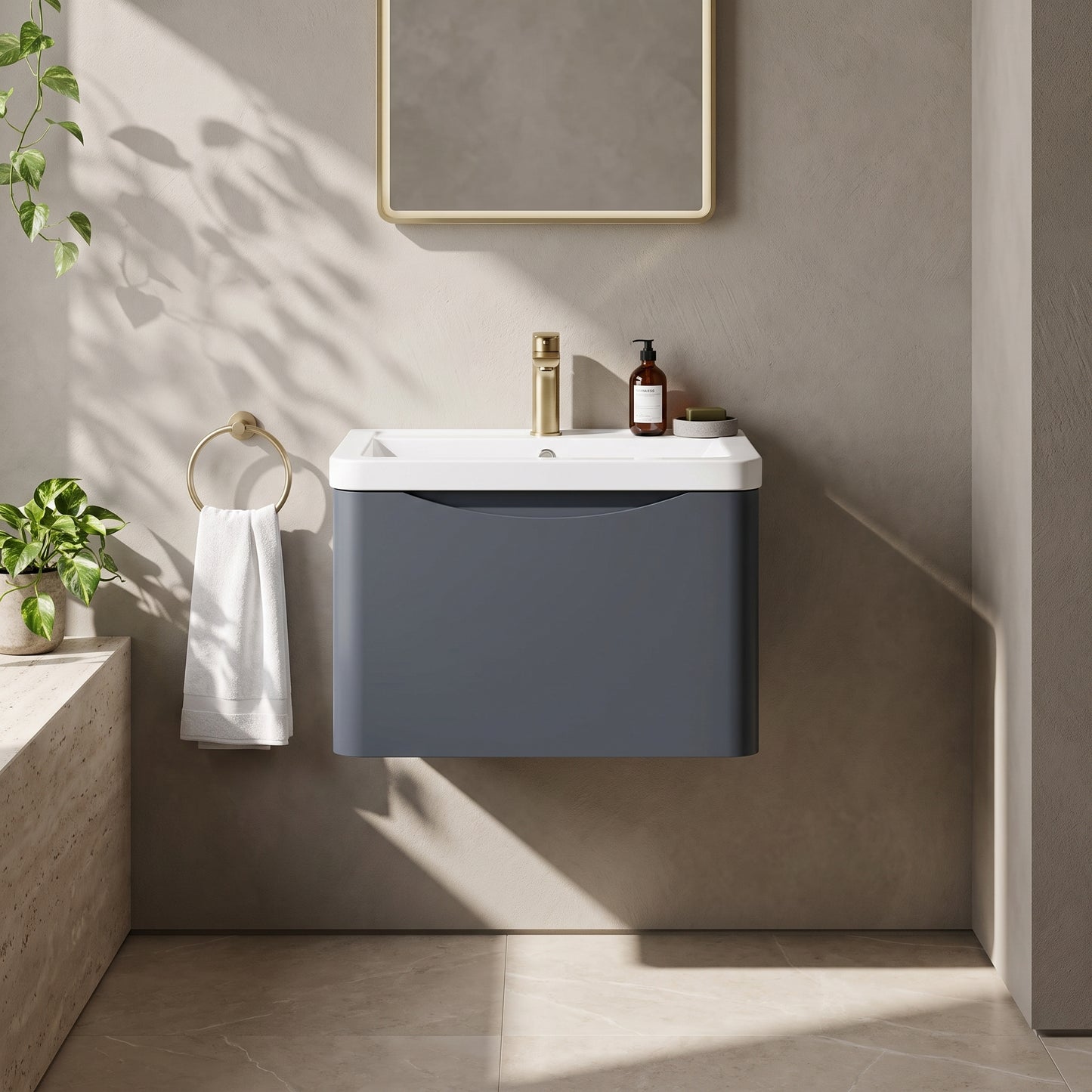 Fairford Eclipse 600mm 1 Drawer Satin Anthracite Wall Hung Vanity Unit