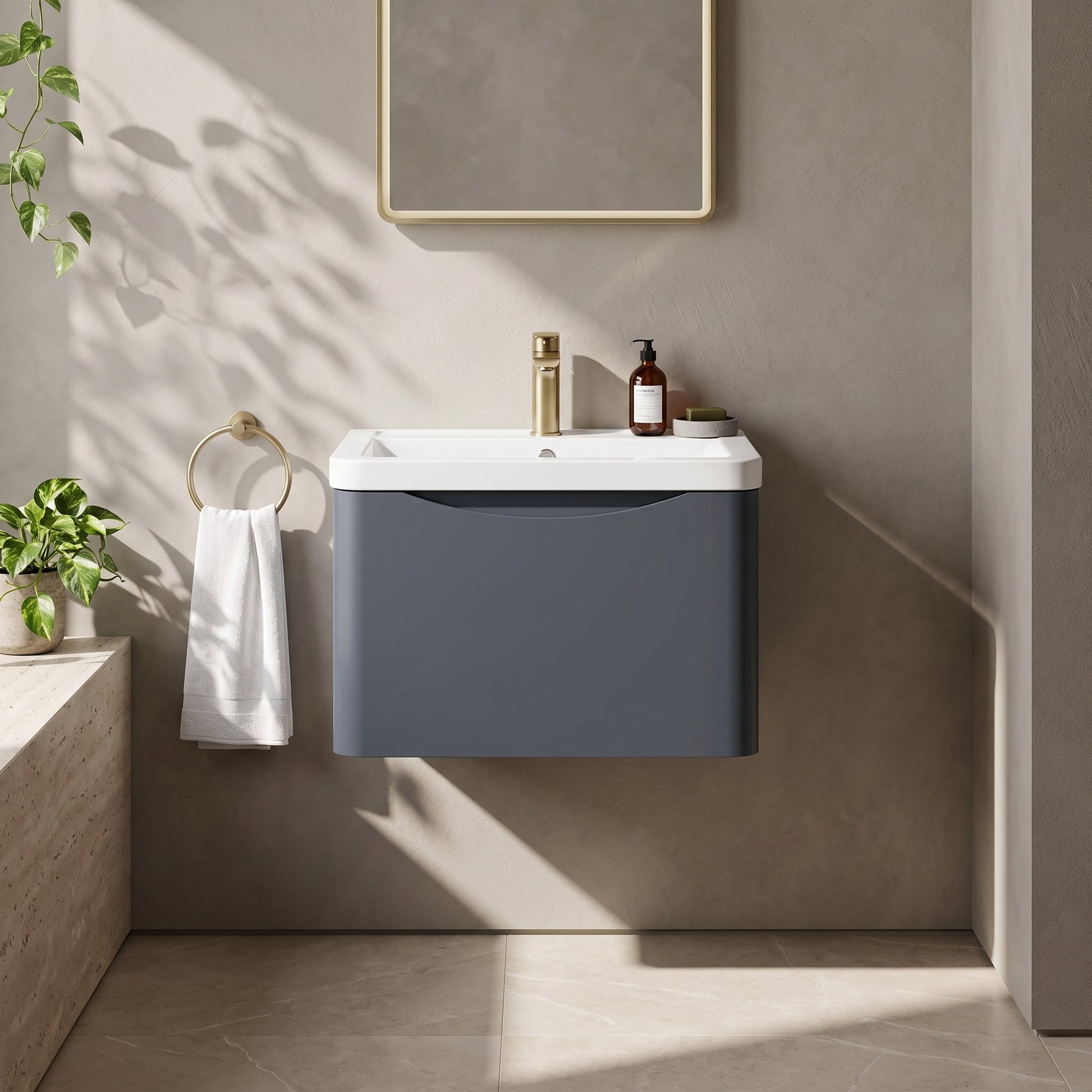 Fairford Eclipse 600mm 1 Drawer Satin Anthracite Wall Hung Vanity Unit