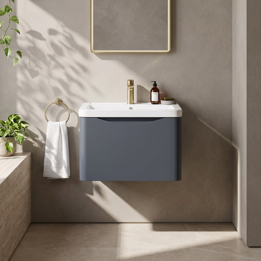 Fairford Eclipse 600mm 1 Drawer Satin Anthracite Wall Hung Vanity Unit