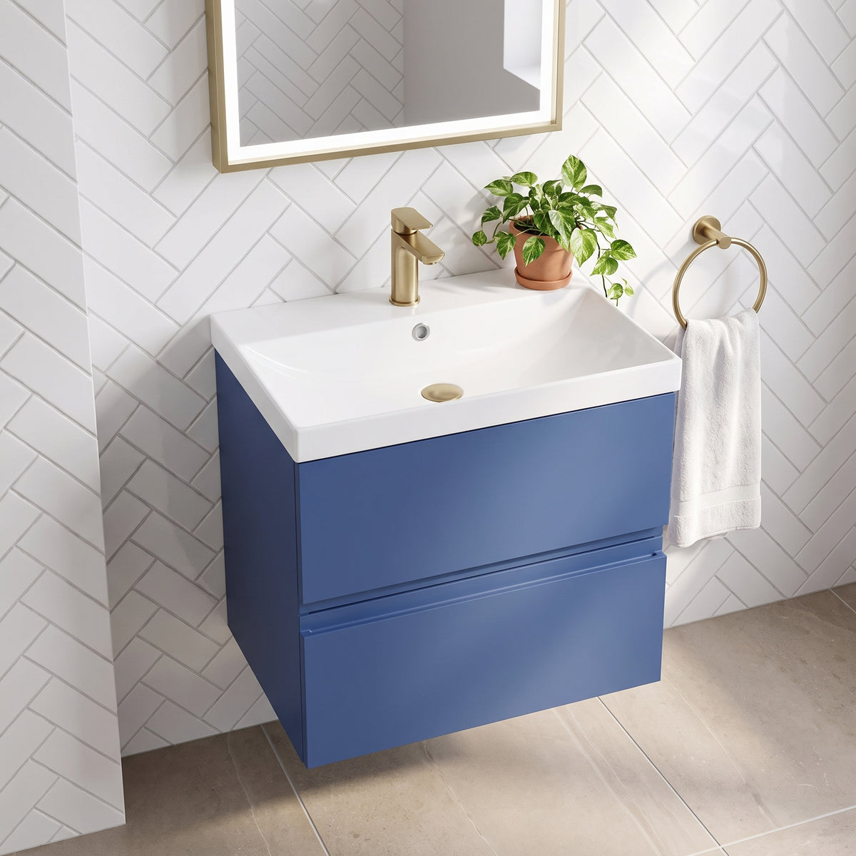 Fairford Finesse 600mm Satin Blue Wall Hung Vanity Unit