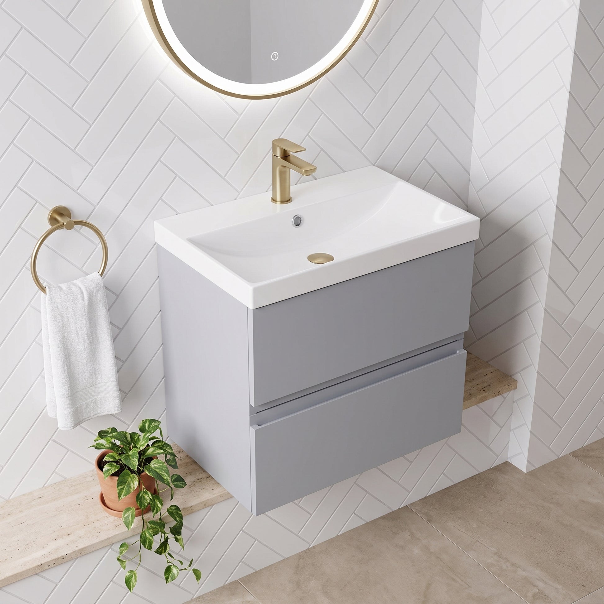 Fairford Finesse 600mm Satin Grey Wall Hung Vanity Unit