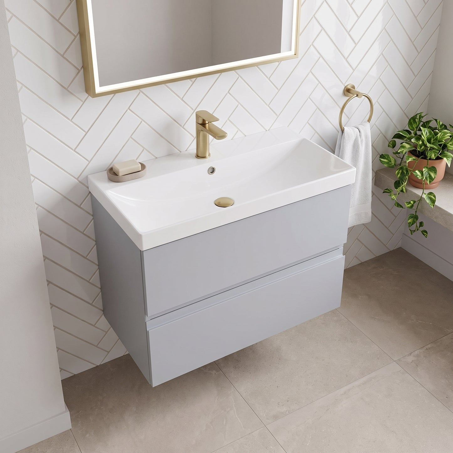 Fairford Finesse 800mm Satin Grey Wall Hung Vanity Unit