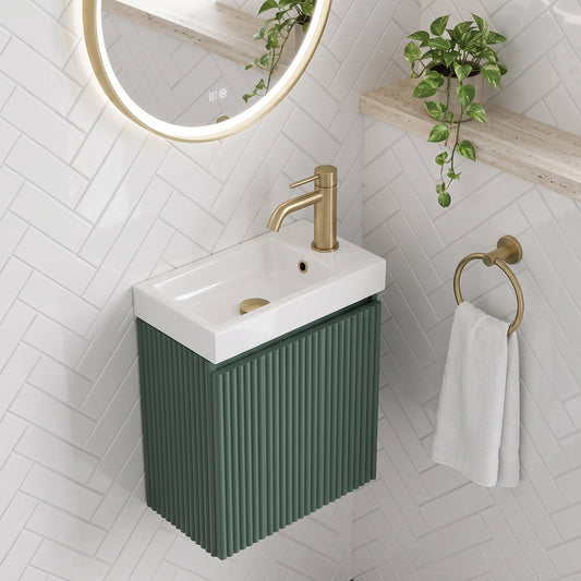 Fairford Fluted Reed Green 400mm Wall Hung Vanity Unit