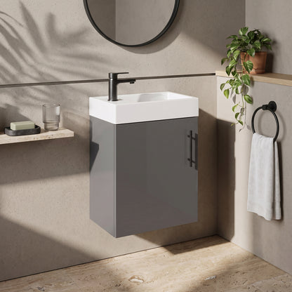 Fairford Minimalist 400mm Gloss Grey Wall Hung Vanity Unit
