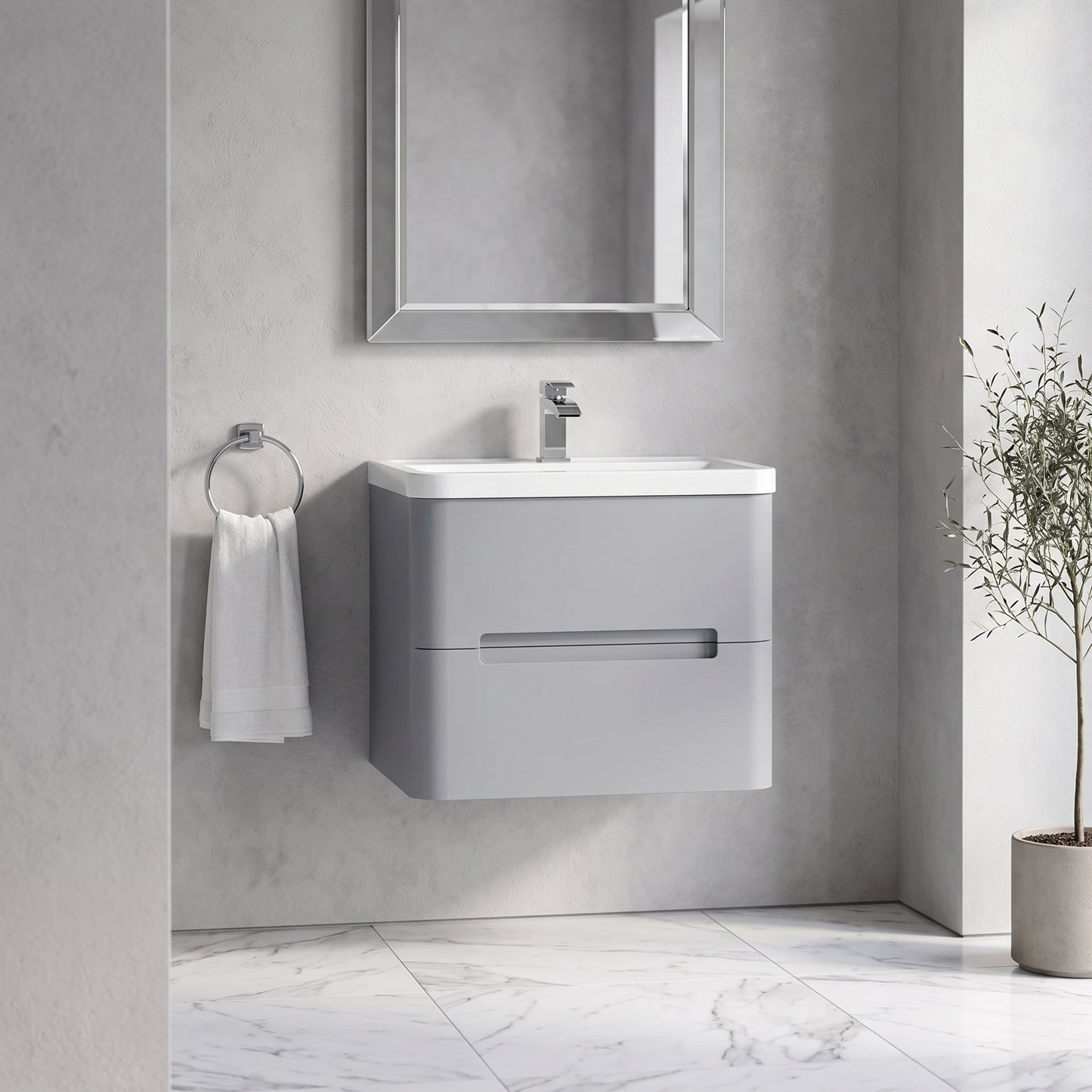 Fairford Rox 600mm Satin Grey Wall Hung Vanity Unit