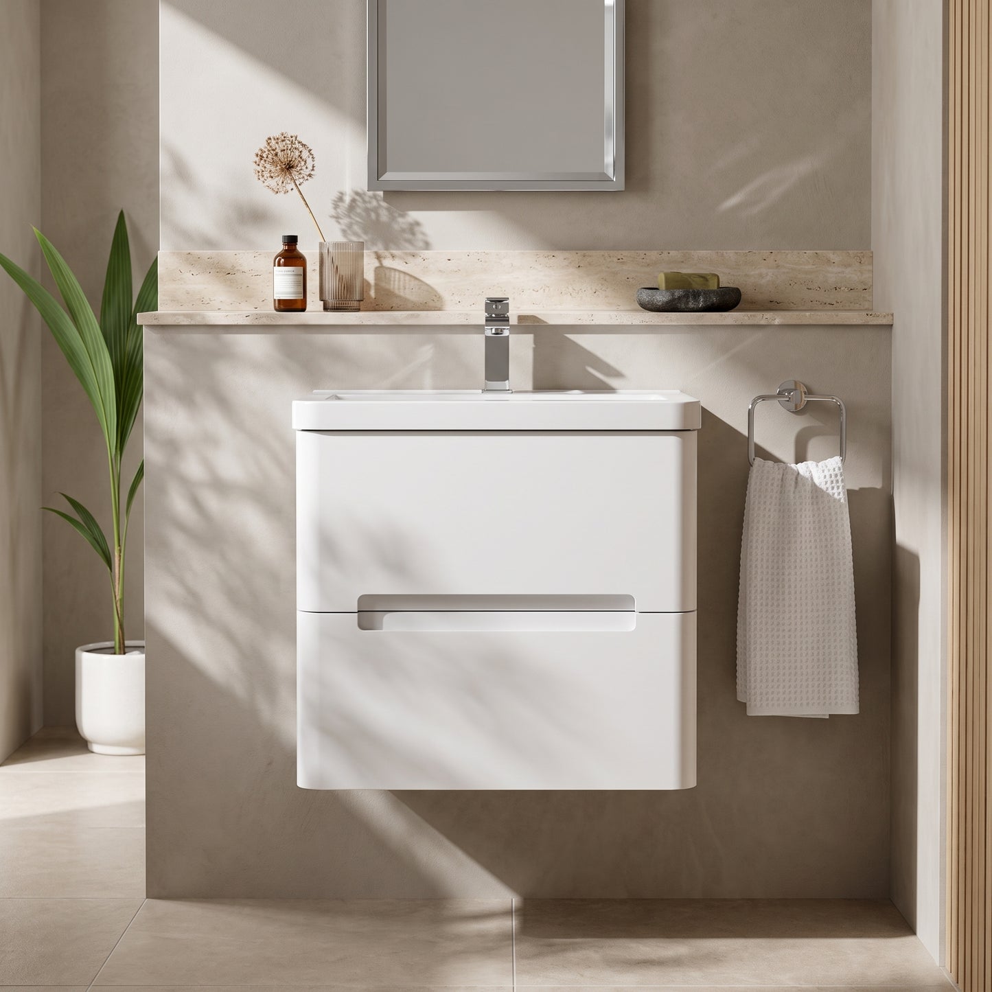 Fairford Rox 600mm Satin White Wall Hung Vanity Unit