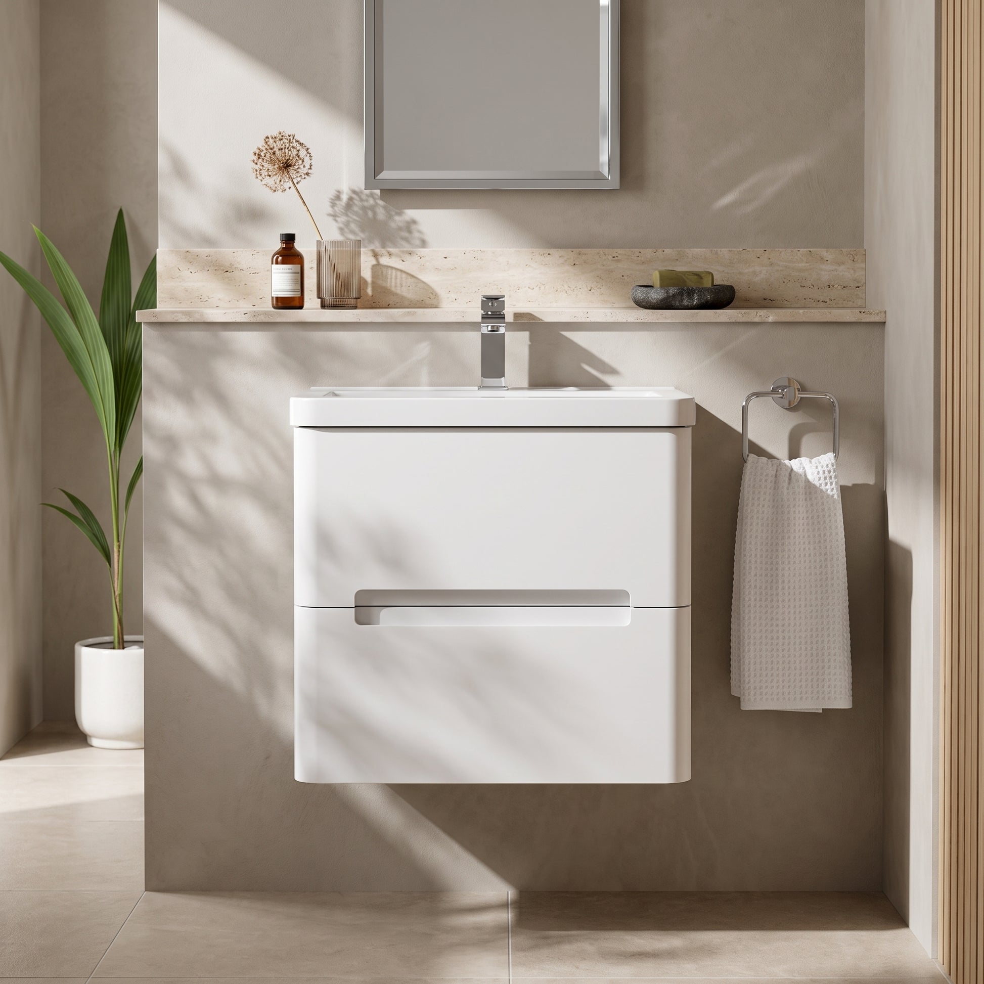 Fairford Rox 600mm Satin White Wall Hung Vanity Unit