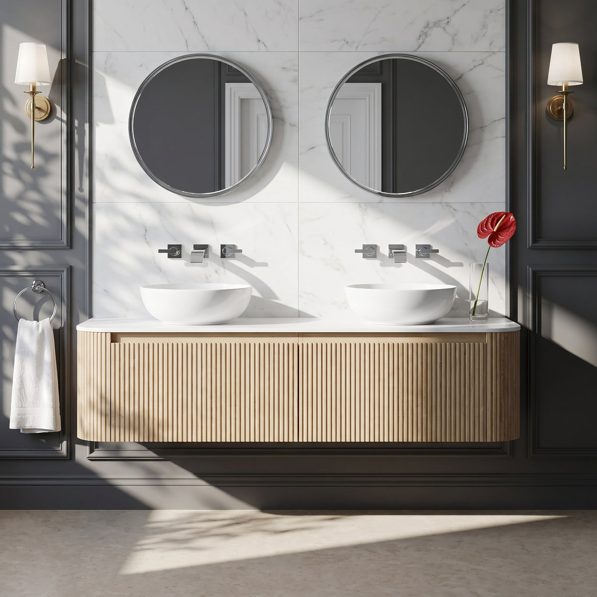 Fairford Sophia Country Oak 1470mm Double Vanity Unit & Worktop