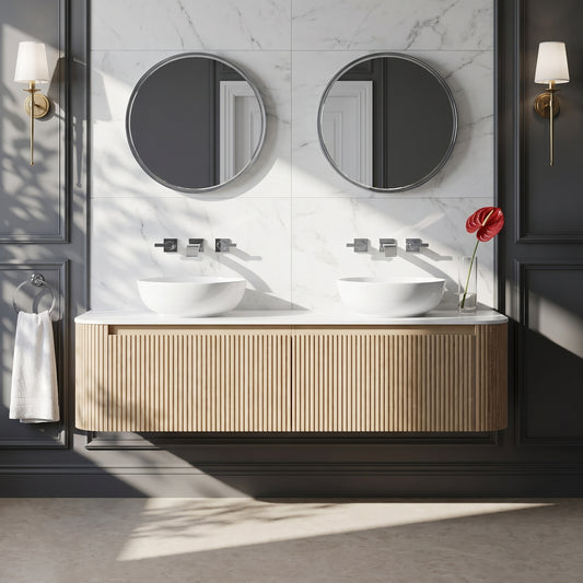 Fairford Sophia Country Oak 1470mm Double Vanity Unit & Worktop