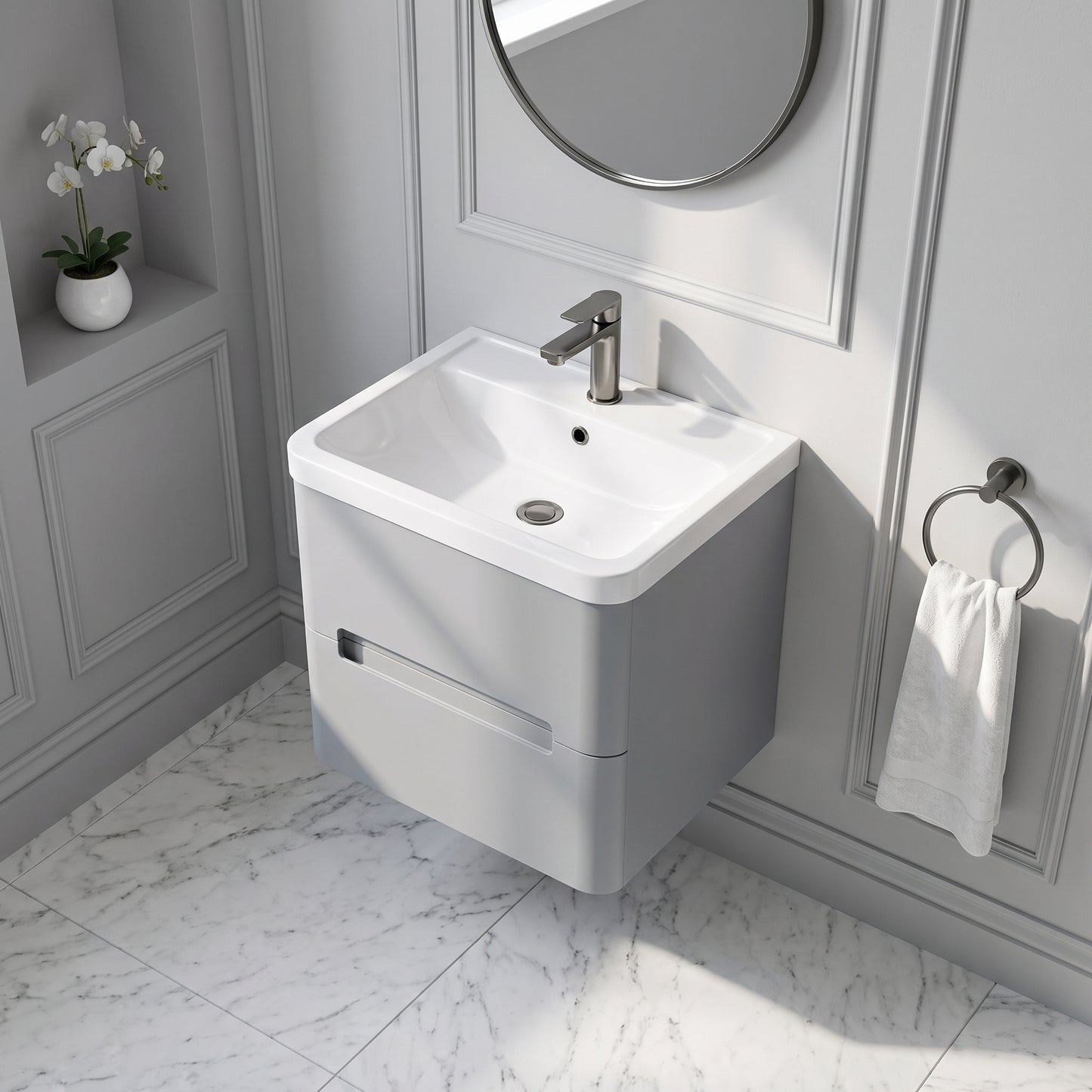 Fairford Rox 600mm Satin Grey Wall Hung Vanity Unit