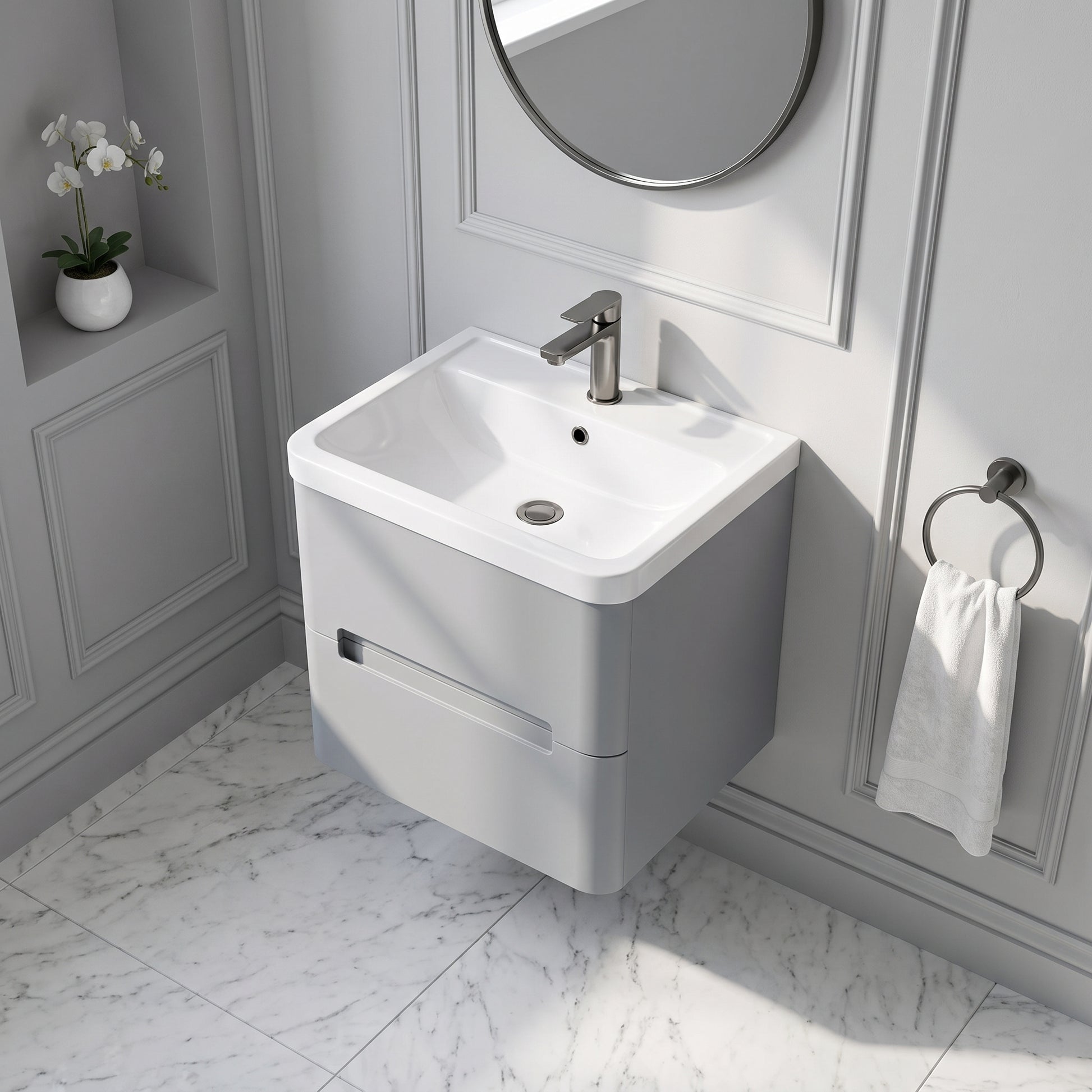 Fairford Rox 600mm Satin Grey Wall Hung Vanity Unit