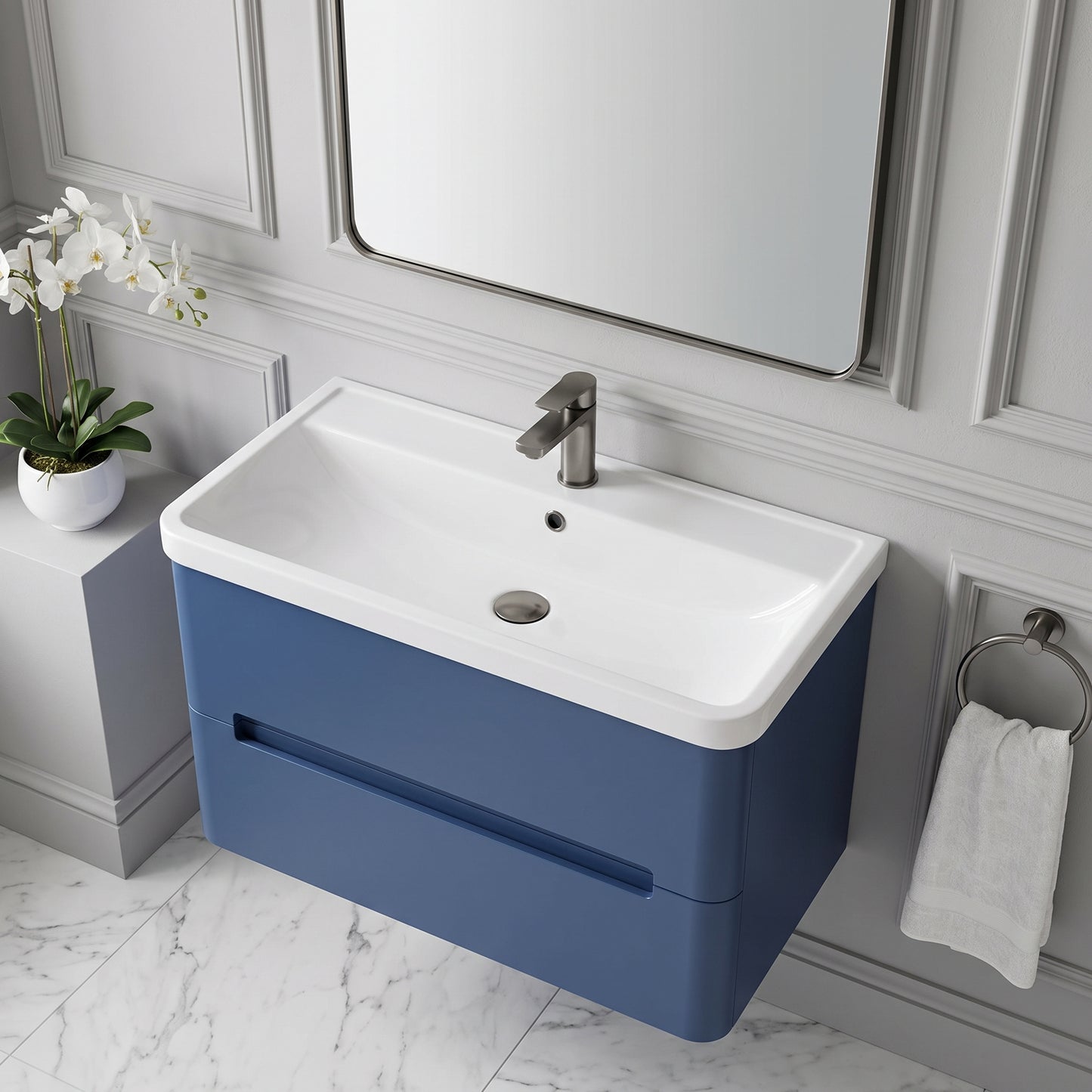 Fairford Rox 800mm Satin Blue Wall Hung Vanity Unit