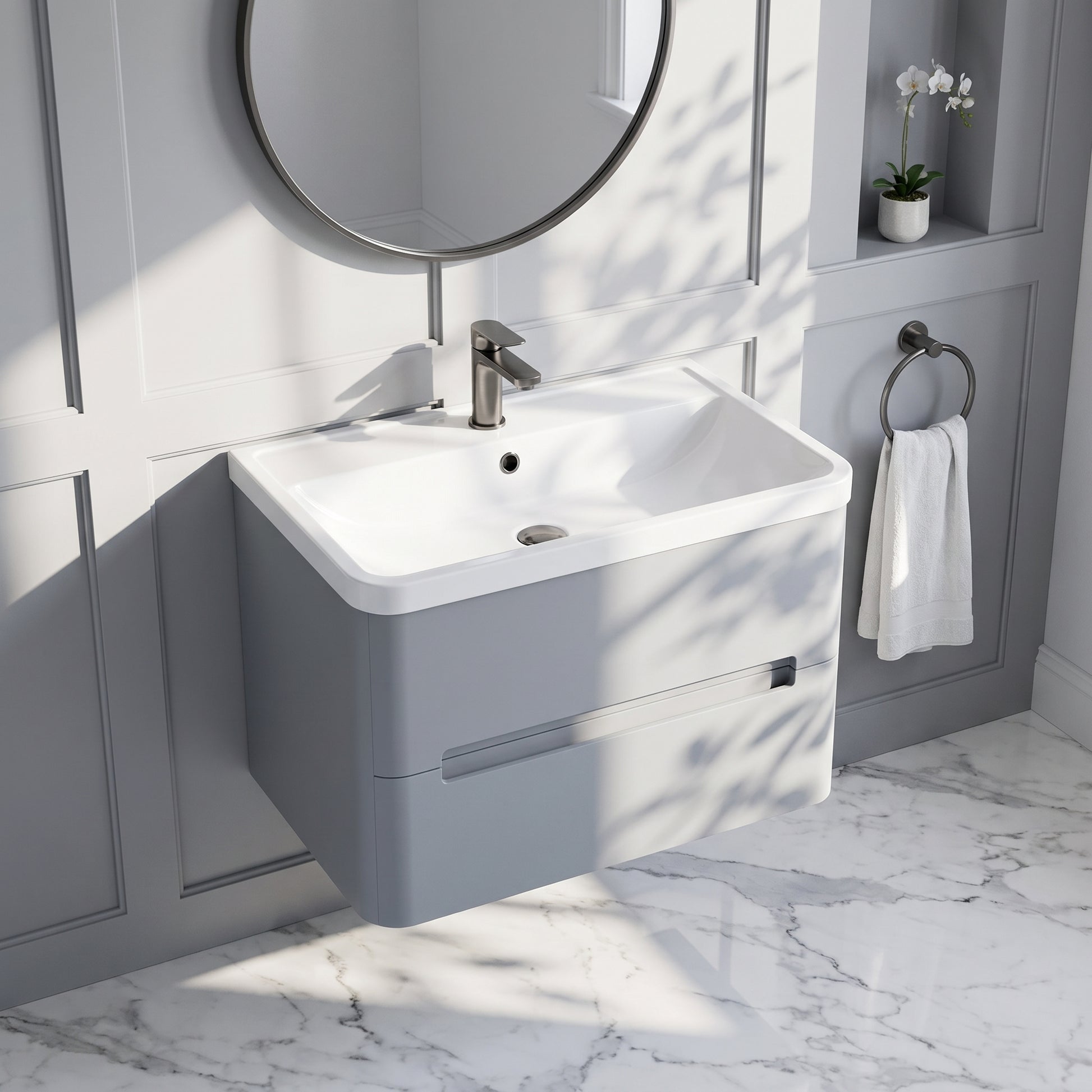 Fairford Rox 800mm Satin Grey Wall Hung Vanity Unit