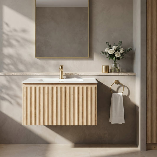 Fairford Sophia Country Oak 800mm Wall Hung Vanity Unit with Basin