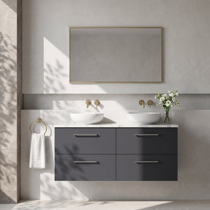 Fairford Aspri Soft Black 1200mm 4 Drawer Wall Hung Vanity Unit with Worktop