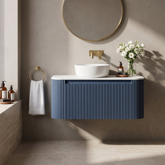 Fairford Sophia Midnight Shadow 870mm Wall Hung Vanity Unit with Worktop