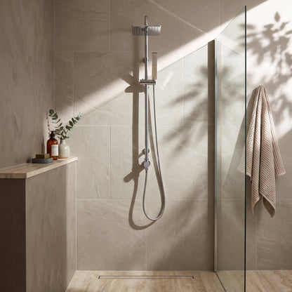 Fairford Short Proj Square Head Shower Rail Kit with Handset