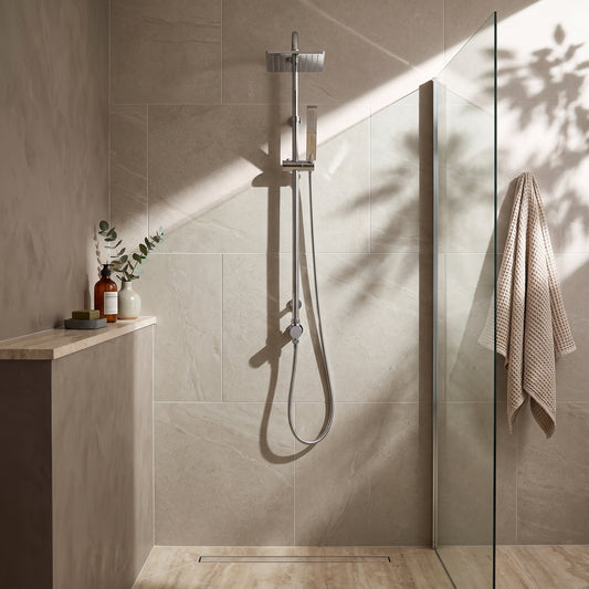Fairford Short Proj Square Head Shower Rail Kit with Handset