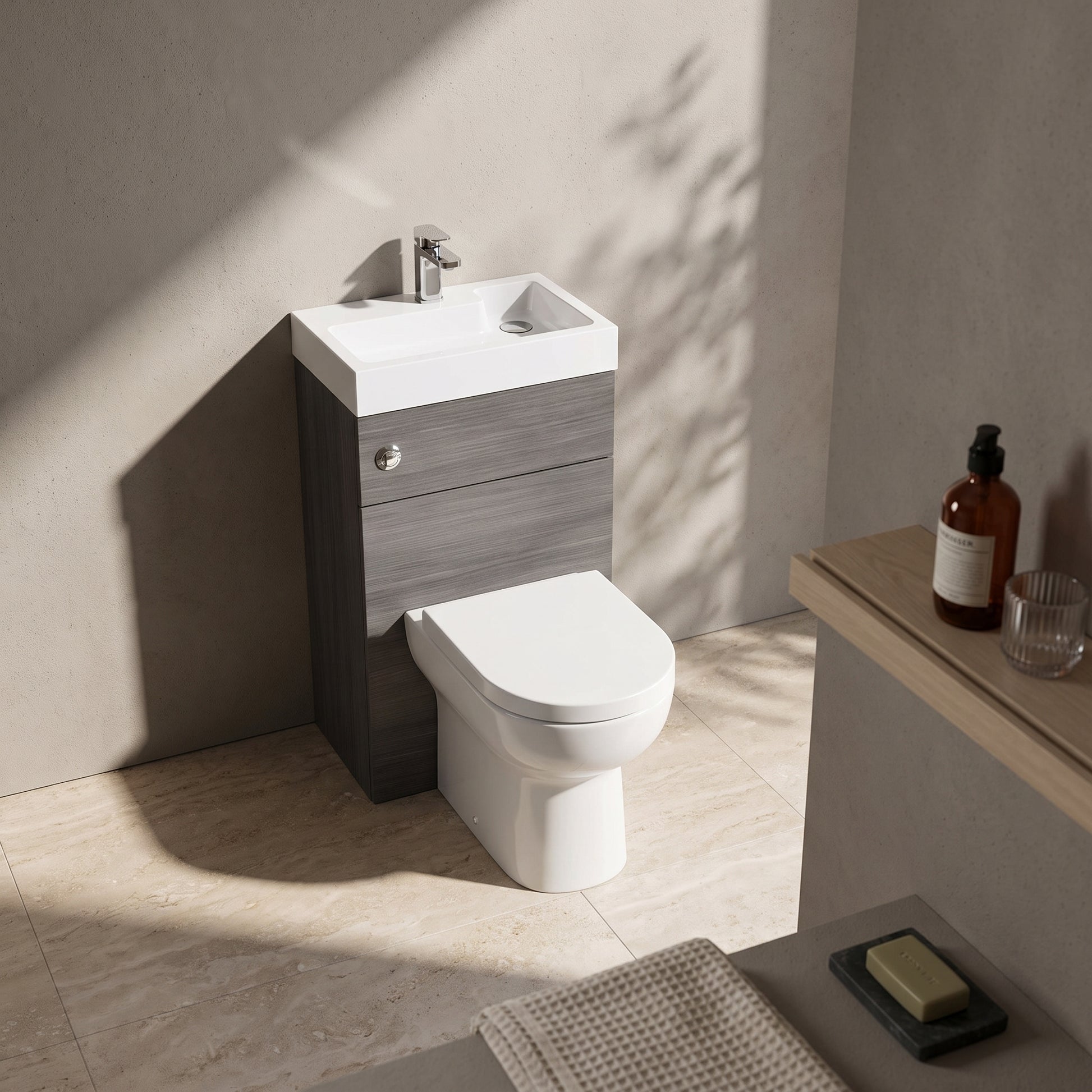 Fairford Carnation 500mm Grey Avola WC and Basin Combination Unit