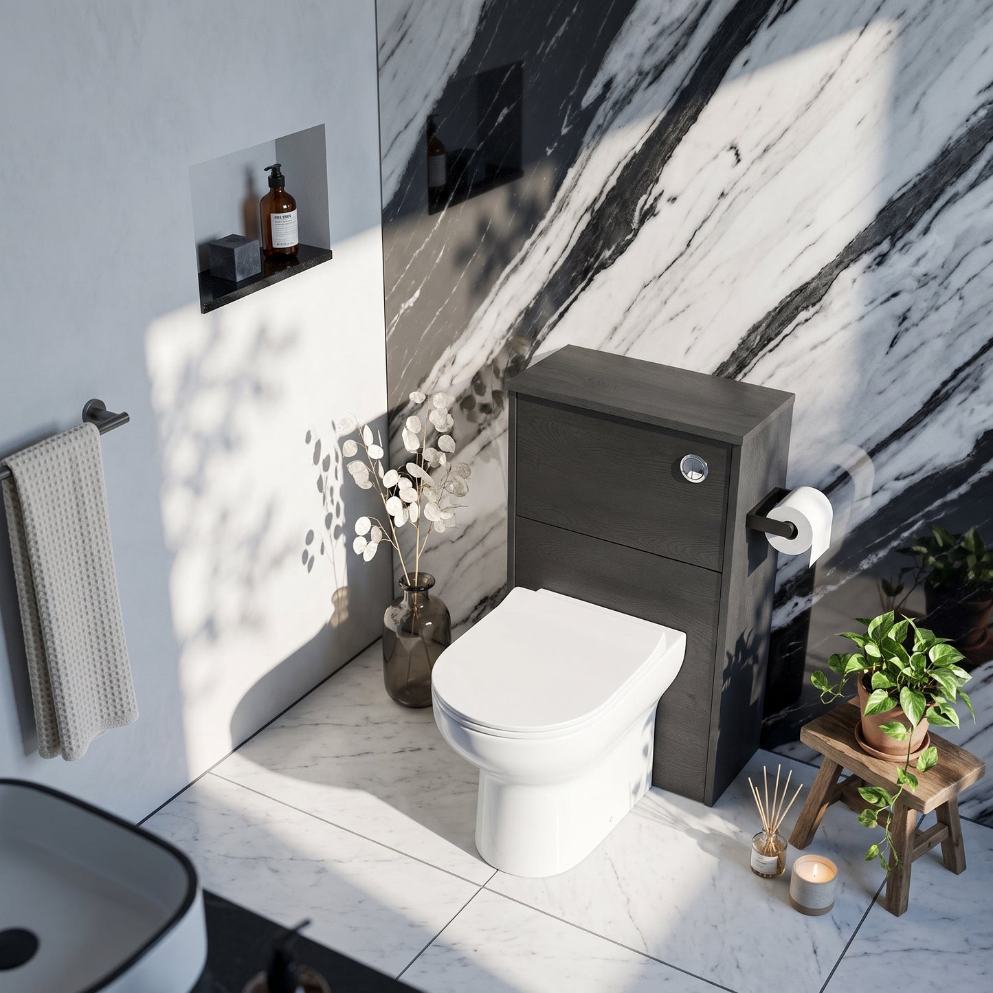 Fairford Anika 500mm Graphite Woodgrain WC Unit