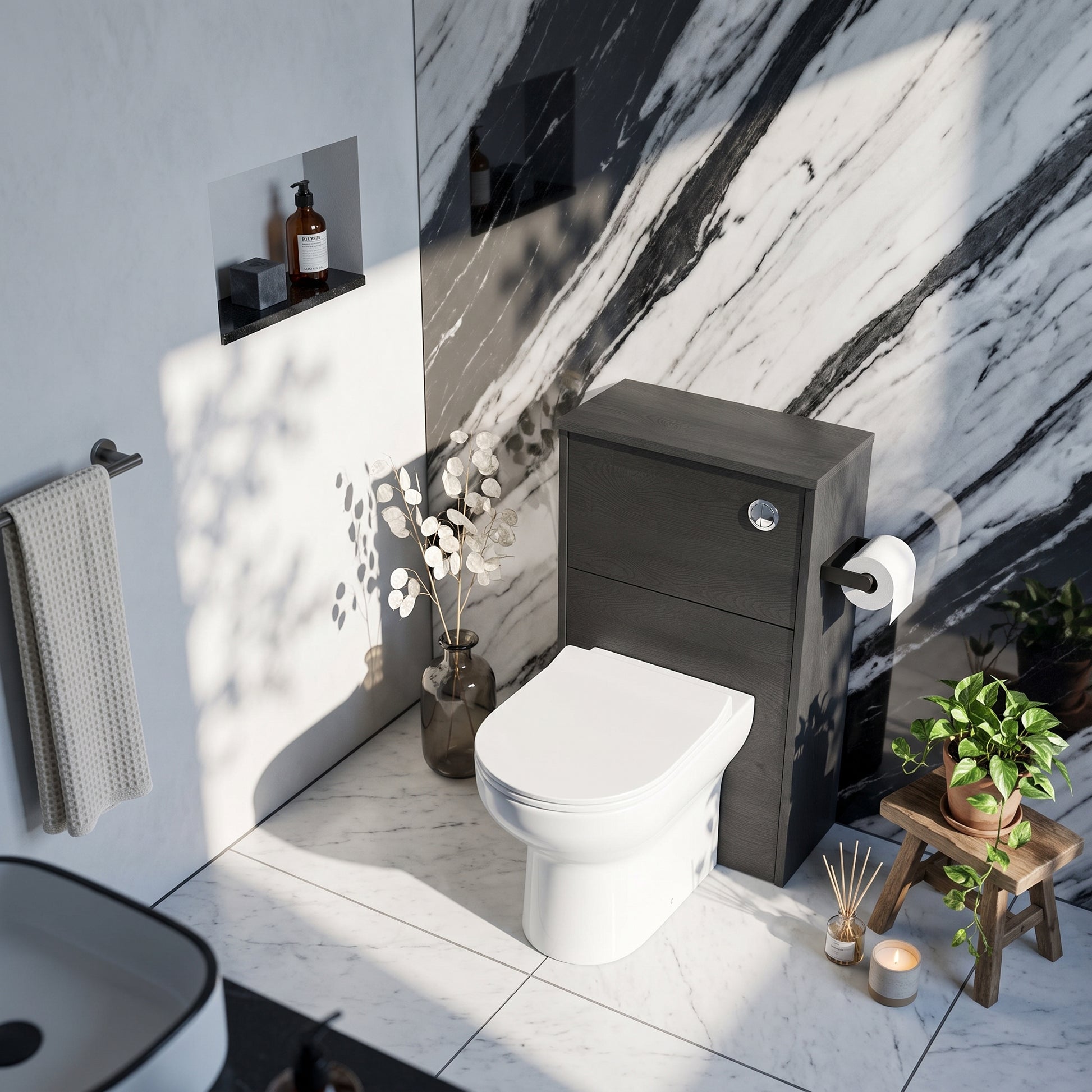 Fairford Anika 500mm Graphite Woodgrain WC Unit