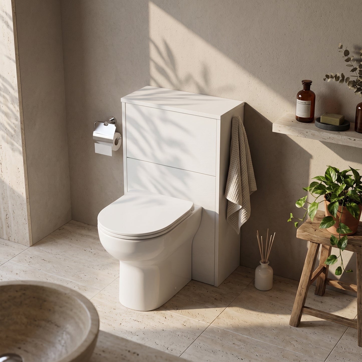 Fairford Anika 500mm White Woodgrain WC Unit