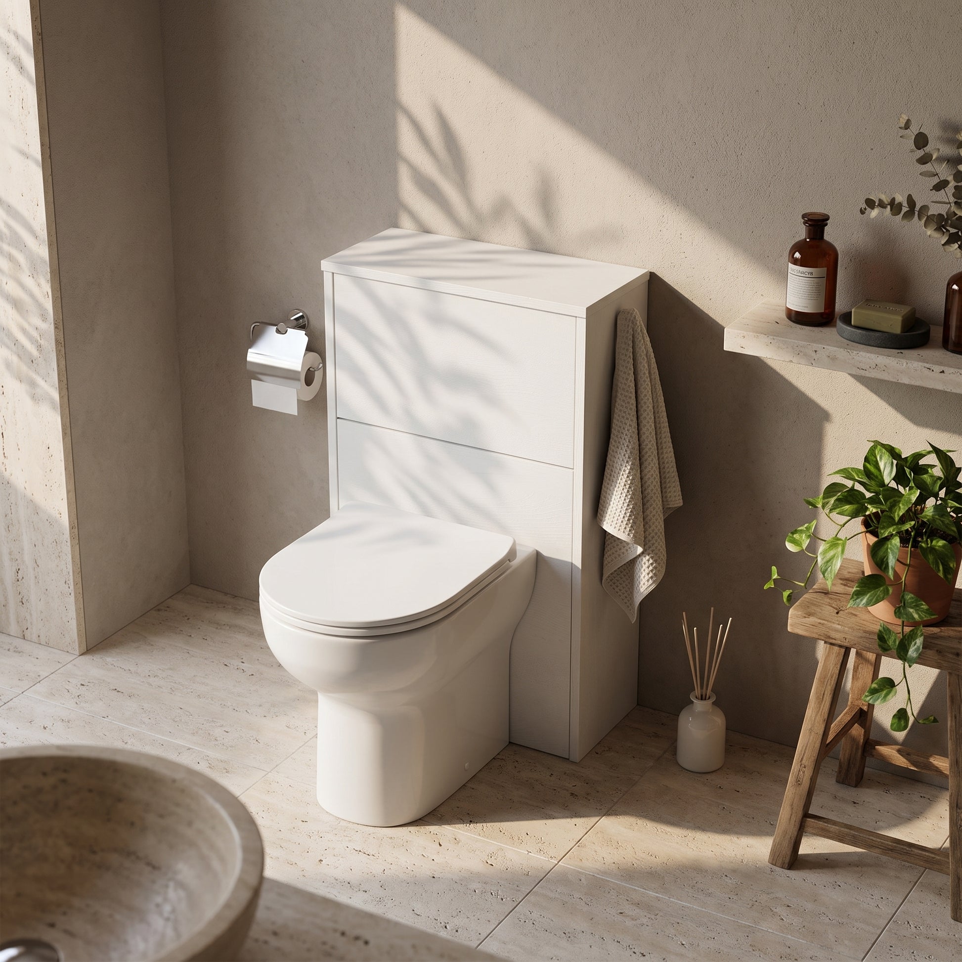 Fairford Anika 500mm White Woodgrain WC Unit