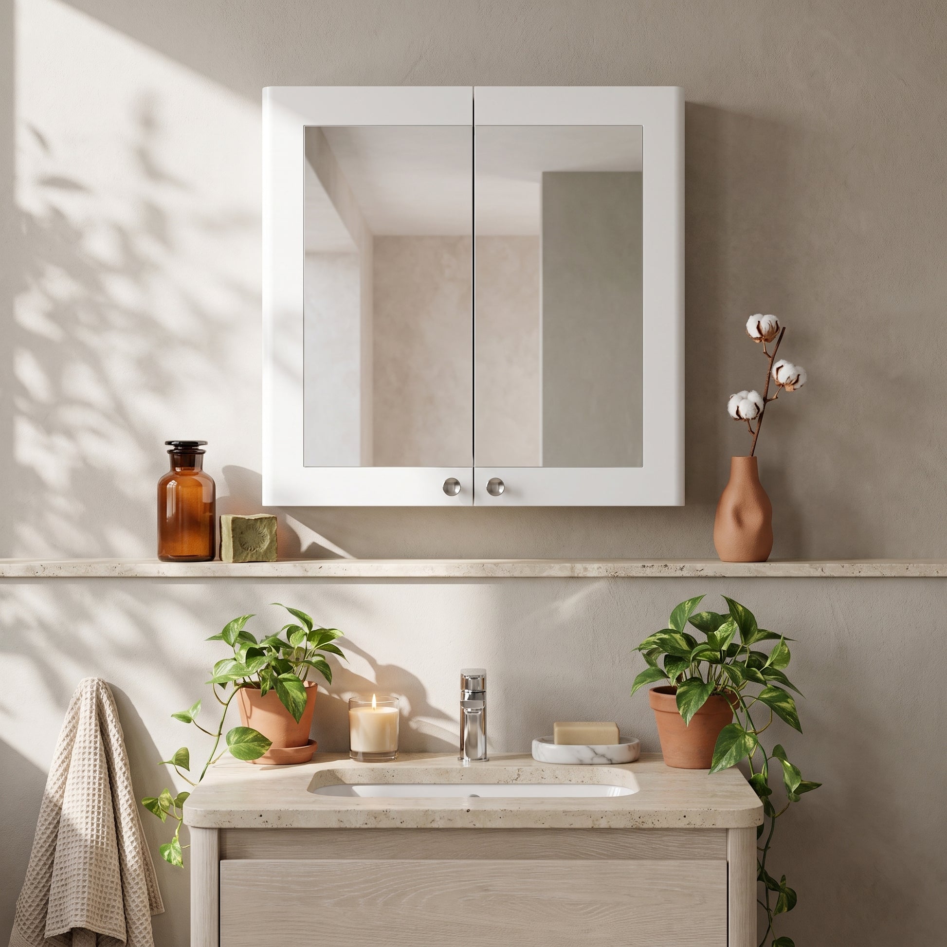 Fairford Laurel 600mm Satin White Mirror Cabinet