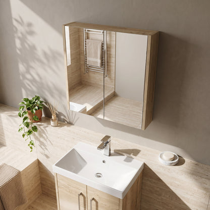Fairford Union 600mm Bleached Oak Double Door Mirror Unit
