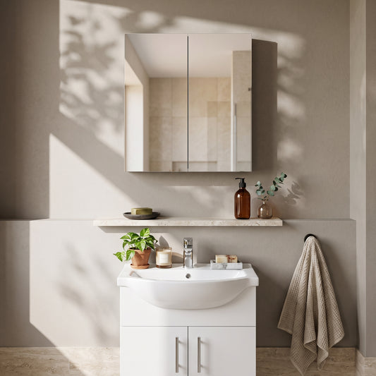 Fairford Union 600mm Slimline D'ft Wood Dbl Door Mirror Unit