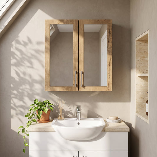 Fairford Union Style Shaker Dark Oak 600mm Mirror Cabinet