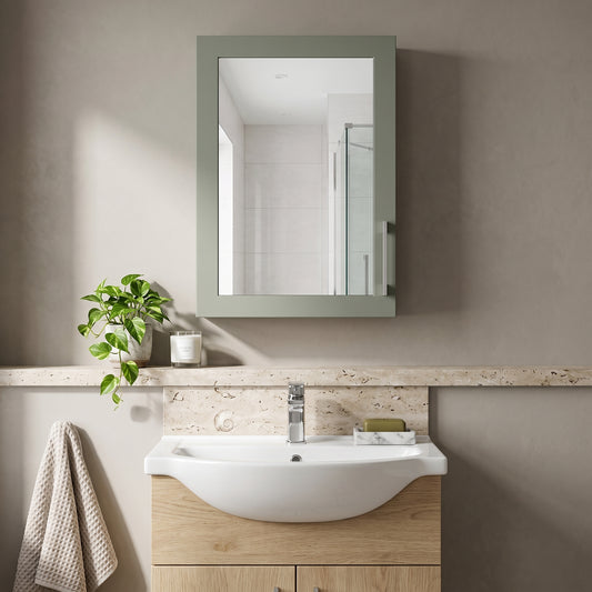 Fairford Union Style Shaker Matt Lux Green 400mm Mirror Cabinet