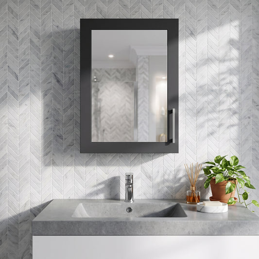 Fairford Union Style Shaker Matt Soft Black 400mm Mirror Cabinet