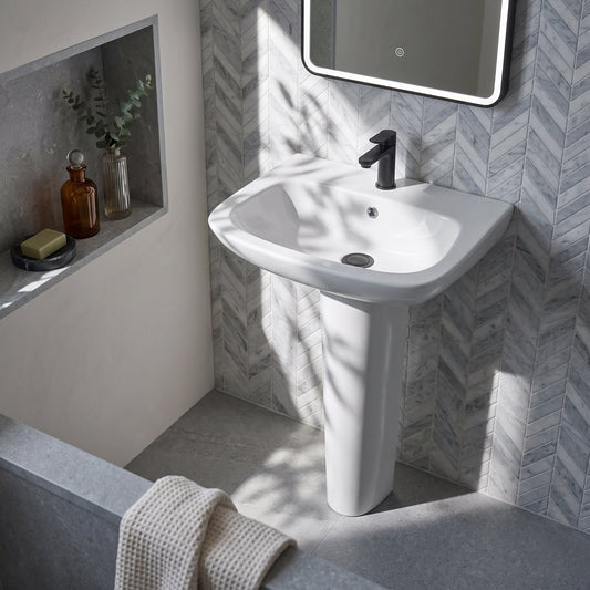 Fairford Roda 500mm 1 Tap Hole Basin with Full Pedestal