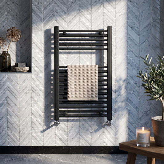 Fairford 500 x 800mm Straight Matt Black Towel Rail