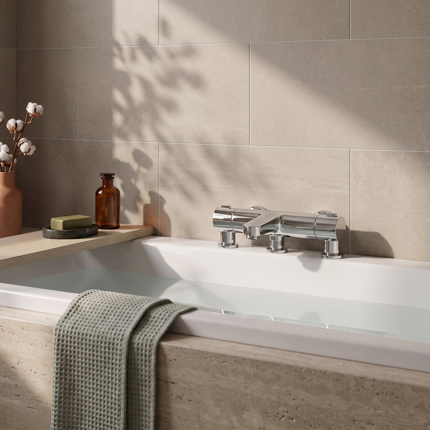 Fairford Aarton Deck Mounted Thermostic Bath Shower Mixer