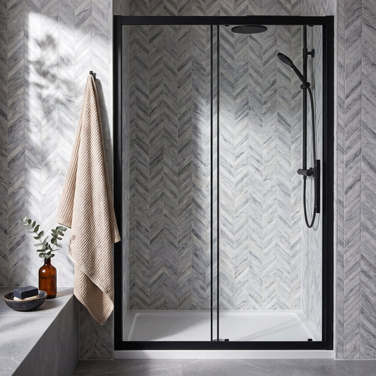 Fairford Pro 8mm 1700mm Matt Black Sliding Shower Door