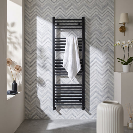 Fairford Strive Towel Radiator - 1600mm X 500mm - Black
