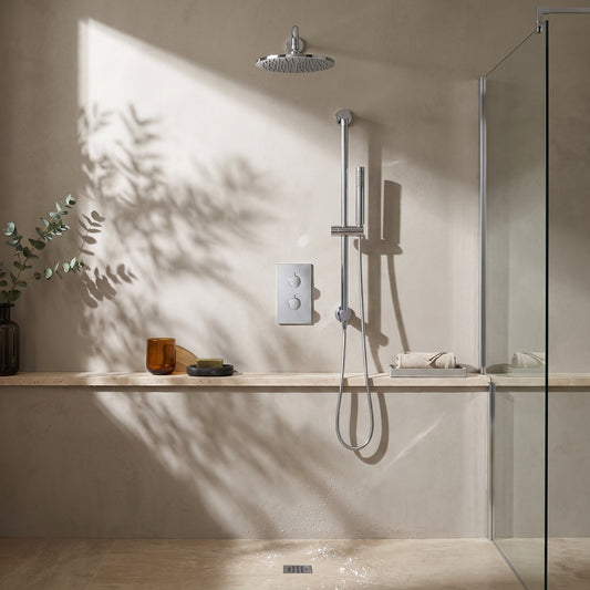 Fairford Element 7 Chrome Concealed Shower Kit with Overhead, Slide Rail and Overflow Filler