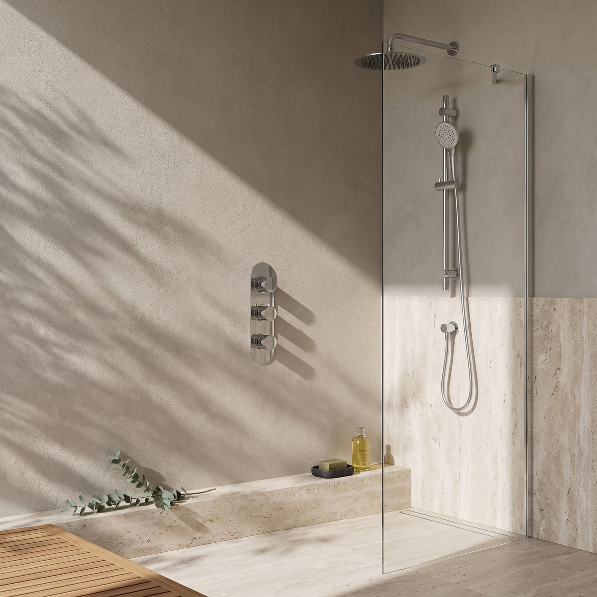Fairford Element 5 Concealed Shower Kit with Slide Rail Kit and Wall Mounted Rain Head, Chrome