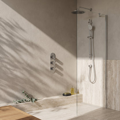 Fairford Element 5 Concealed Shower Kit with Slide Rail Kit and Wall Mounted Rain Head, Chrome