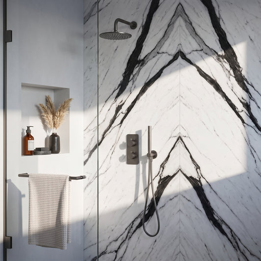 Fairford Element 7 Gunmetal Concealed Shower Kit with Overhead and Handset